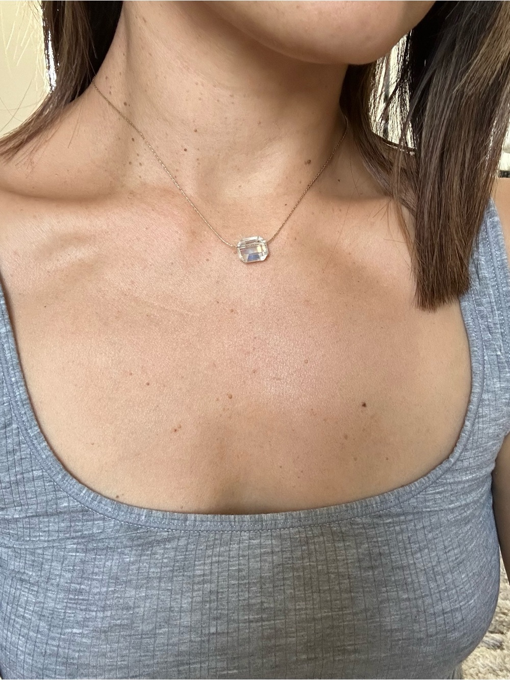 Sterling Silver Clear Crystal Pendant Necklace - Minimalist Everyday Jewelry